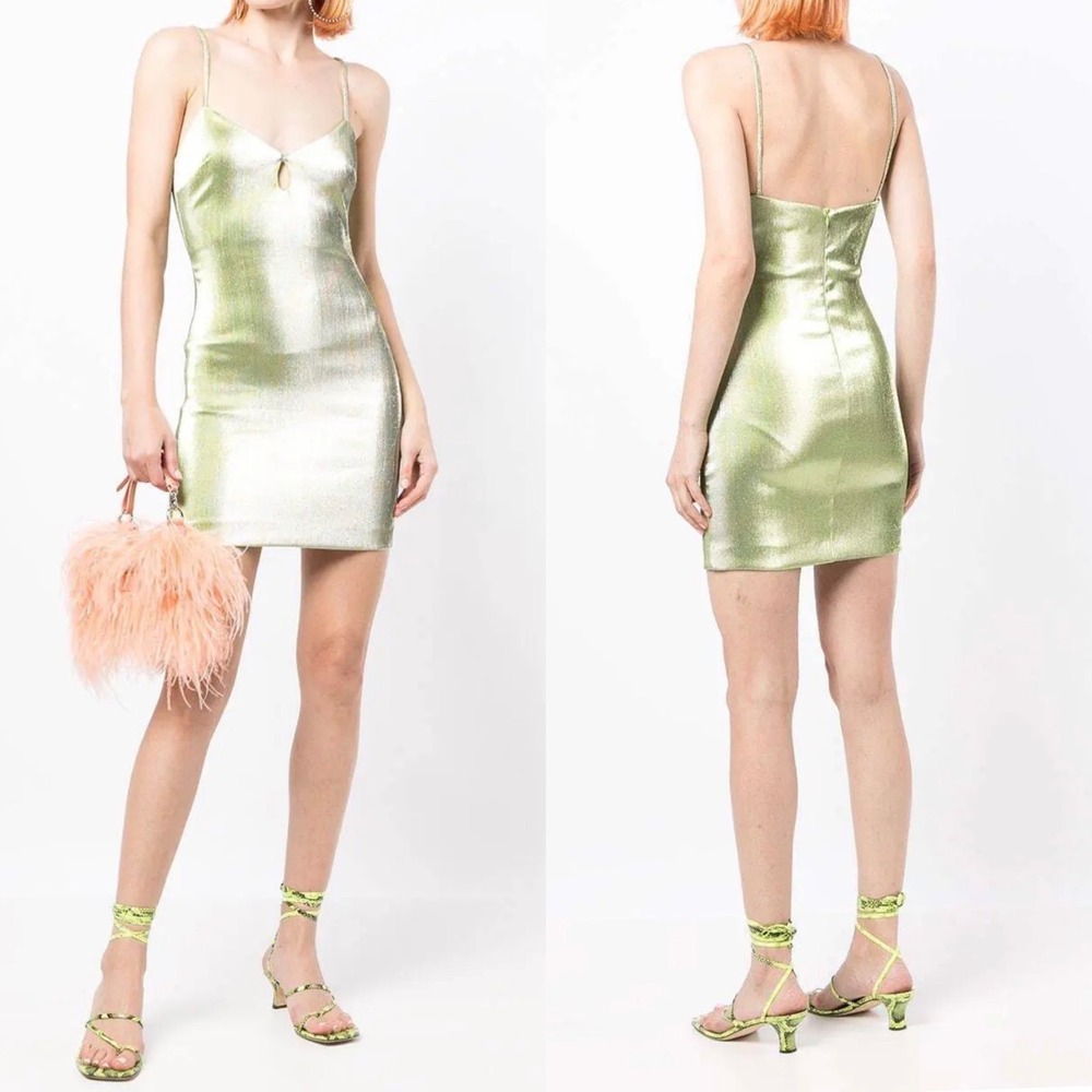 Free People Bec & Bridge Lime Cordial Mini Dress 4 Green Party Stretch Bodycon
